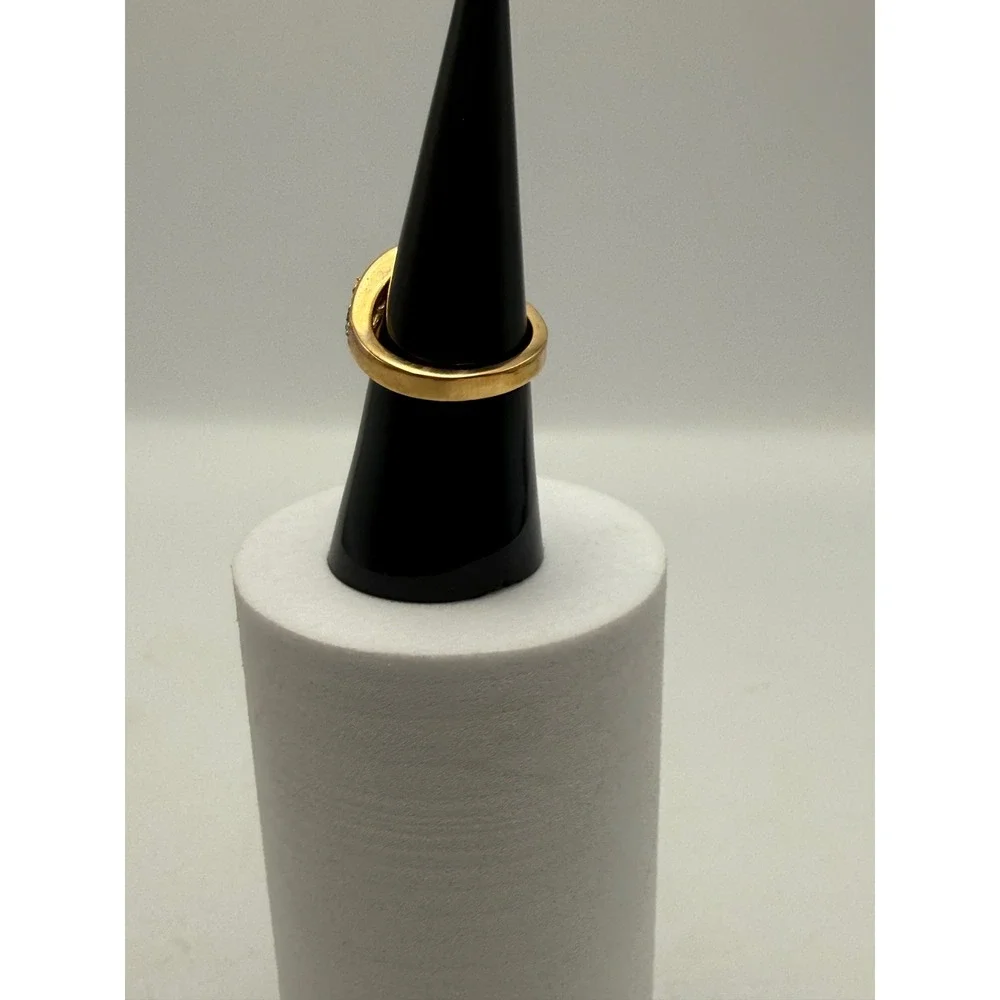 EDCO Gold Tone Champagne Marquise Bypass Ring with Clear Accents Size 6.25